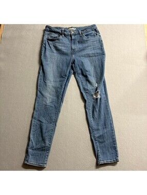 Levi's 721 High Rise Skinny Jeans Womens Size 33 Distressed Blue Denim